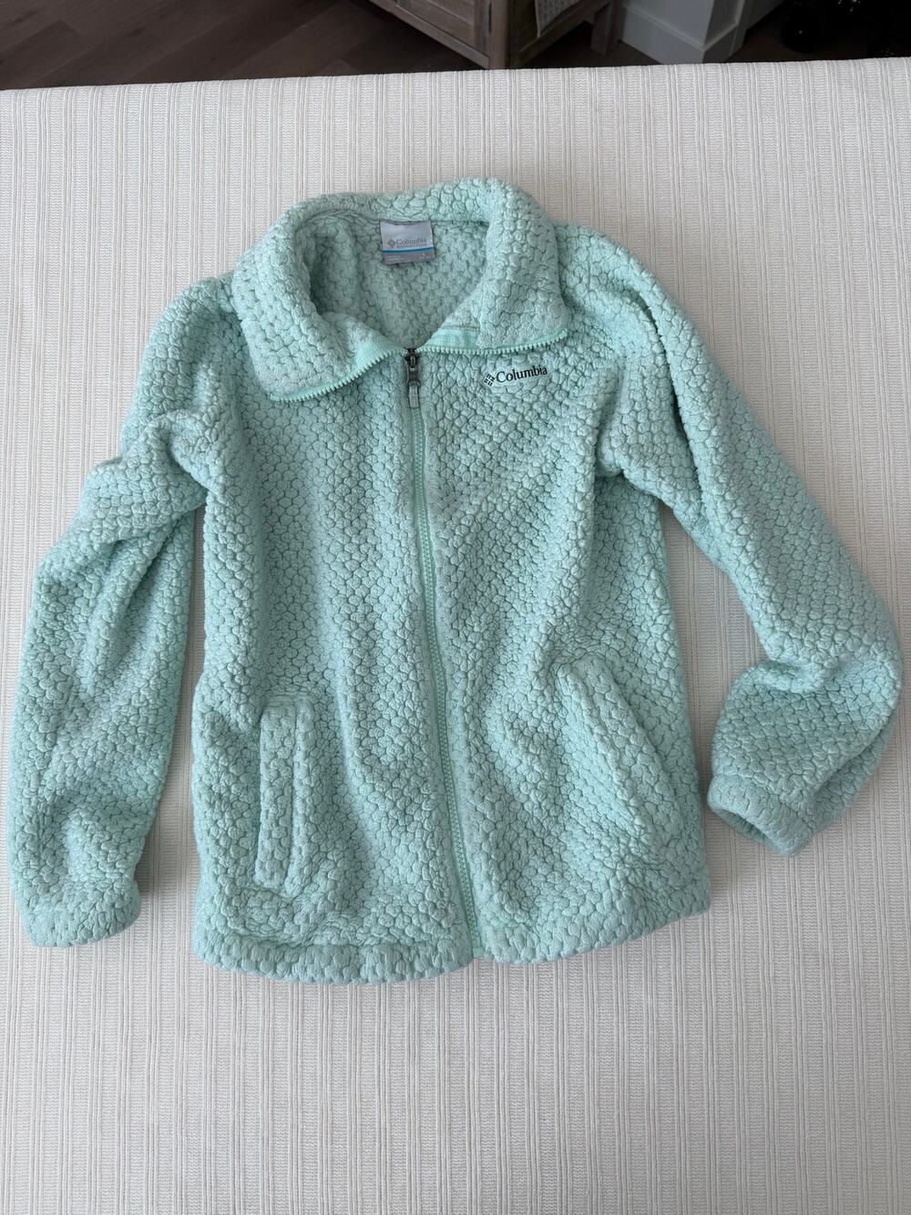 Columbia Girls Fire Side Sherpa Full Zip Fleece Jacket Mint Green Large 14/16